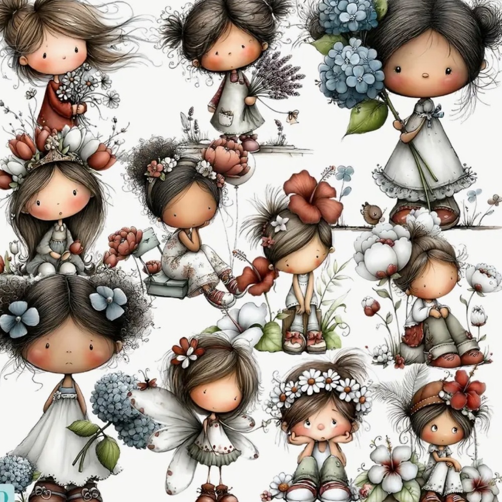 20 Beautiful Girl Retro 2D Stickers